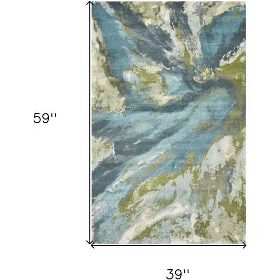 Teal Abstract Splashes Area Rug Photo 8