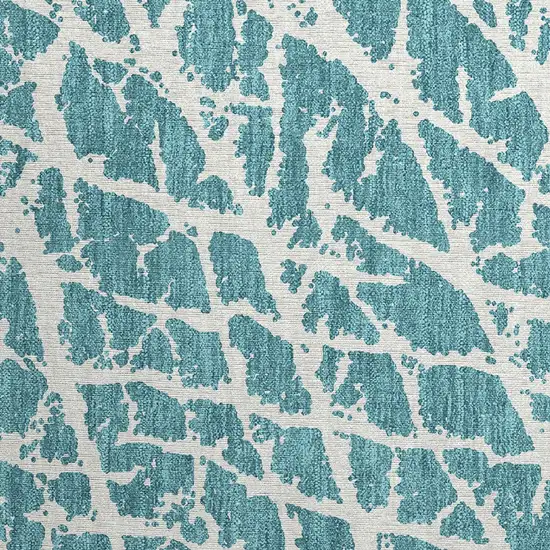 Teal Abstract Washable Non Skid Indoor Outdoor Area Rug Photo 7