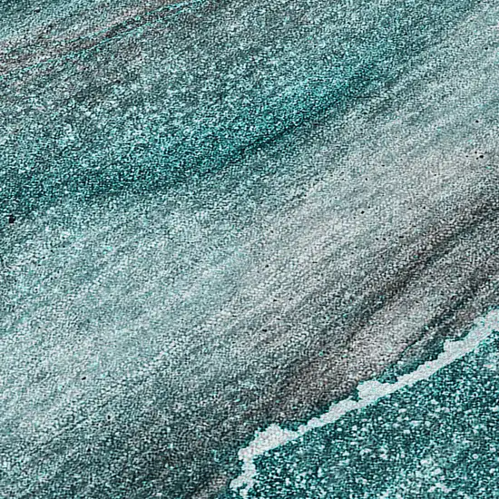 Teal Abstract Washable Indoor Outdoor Area Rug Photo 7