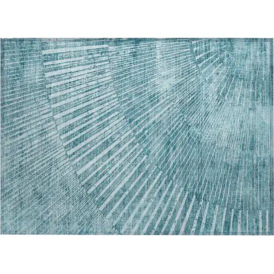 Teal Abstract Washable Non Skid Indoor Outdoor Area Rug Photo 2