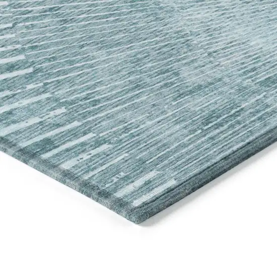 Teal Abstract Washable Non Skid Indoor Outdoor Area Rug Photo 7