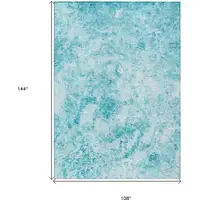 Photo of Teal Abstract Washable Non Skid Indoor Outdoor Area Rug