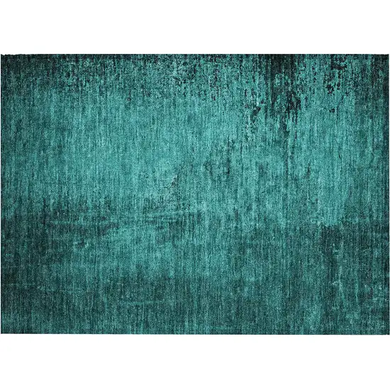 Teal Abstract Washable Non Skid Indoor Outdoor Area Rug Photo 2