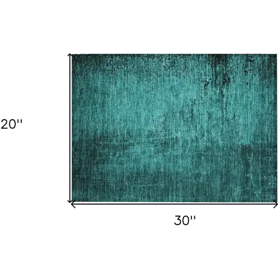 Teal Abstract Washable Non Skid Indoor Outdoor Area Rug Photo 3