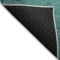 Photo of Teal Abstract Washable Non Skid Indoor Outdoor Area Rug