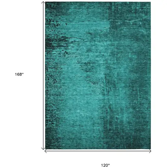 Teal Abstract Washable Non Skid Indoor Outdoor Area Rug Photo 3