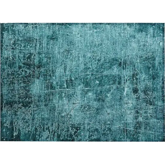 Teal Abstract Washable Non Skid Indoor Outdoor Area Rug Photo 2