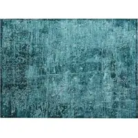 Photo of Teal Abstract Washable Non Skid Indoor Outdoor Area Rug