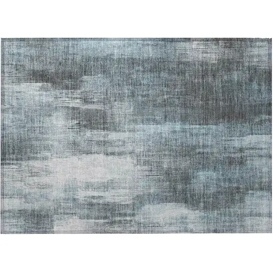 Teal Abstract Washable Non Skid Indoor Outdoor Area Rug Photo 5