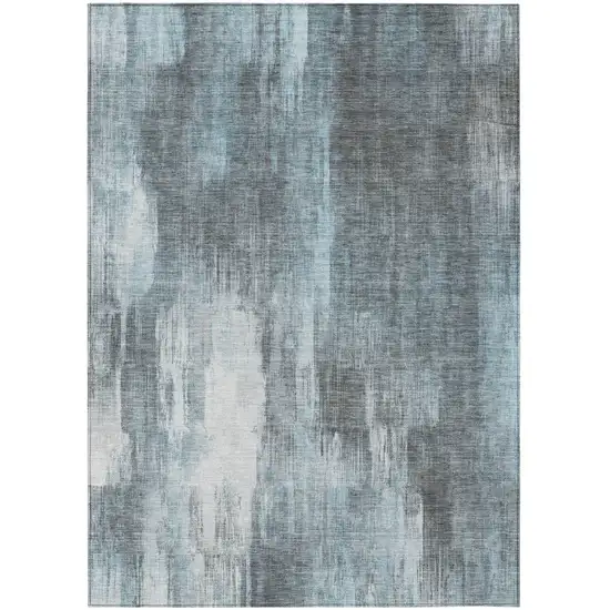 Teal Abstract Washable Non Skid Indoor Outdoor Area Rug Photo 2