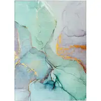 Photo of Teal Abstract Washable Non Skid Indoor Outdoor Area Rug