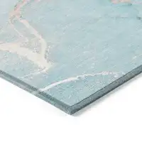 Photo of Teal Abstract Washable Non Skid Indoor Outdoor Area Rug