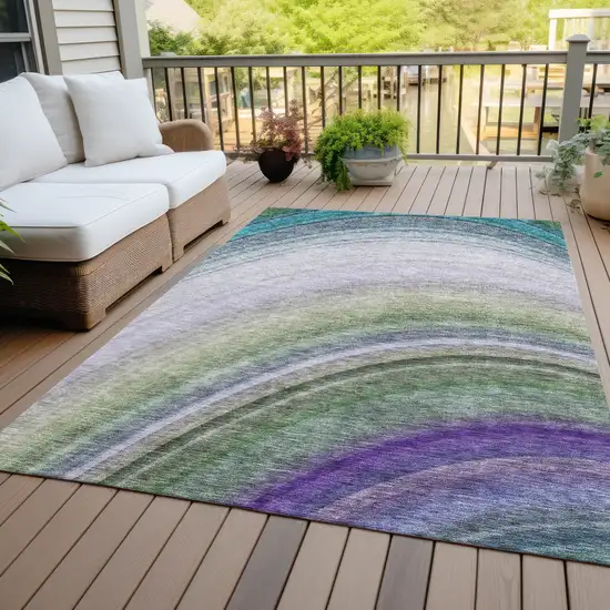 Teal Abstract Washable Non Skid Indoor Outdoor Area Rug Photo 7