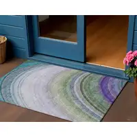 Photo of Teal Abstract Washable Non Skid Indoor Outdoor Area Rug