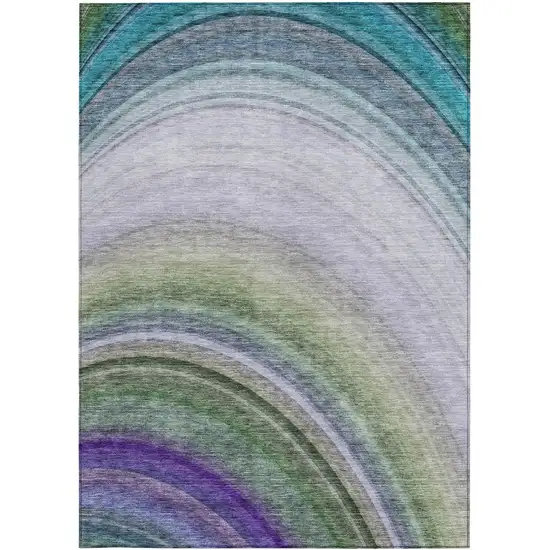 Teal Abstract Washable Non Skid Indoor Outdoor Area Rug Photo 6