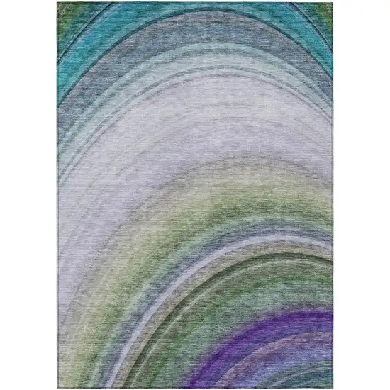 Teal Abstract Washable Non Skid Indoor Outdoor Area Rug Photo 2