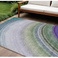 Photo of Teal Abstract Washable Non Skid Indoor Outdoor Area Rug