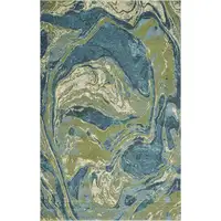 Photo of Teal Abstract Waves Area Rug