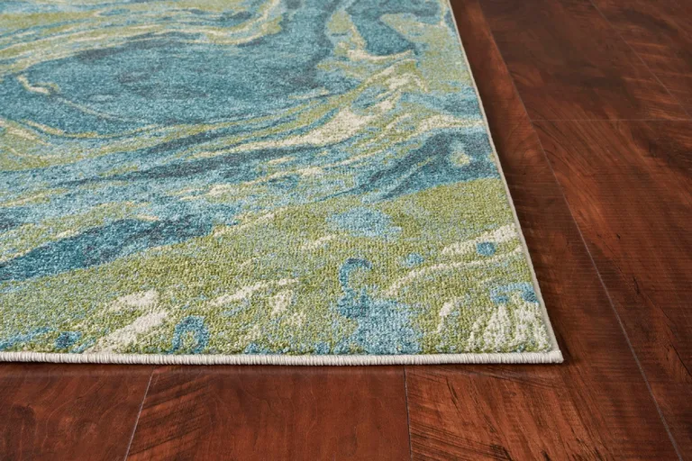 Teal Abstract Waves Area Rug Photo 2