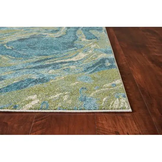 Teal Abstract Waves Area Rug Photo 2
