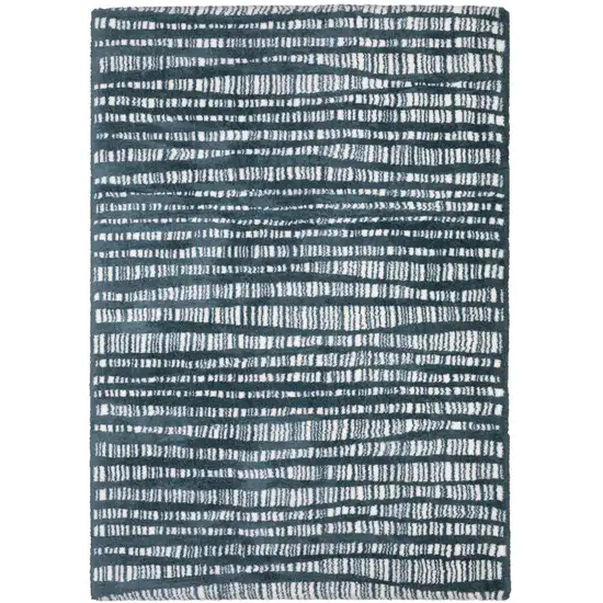 Teal And Ivory Striped Distressed Area Rug Photo 9