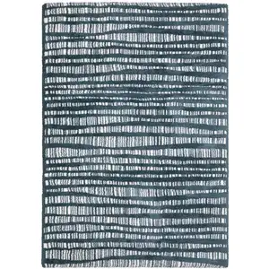 Photo of Teal And Ivory Striped Distressed Area Rug