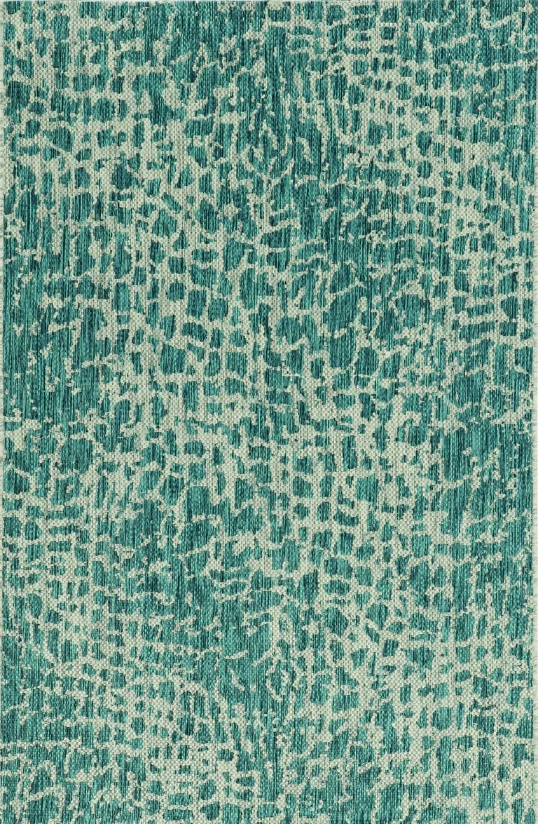 Teal Animal Print Outdoor Area Rug Photo 2