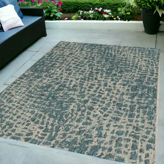 Teal Animal Print Outdoor Area Rug Photo 1