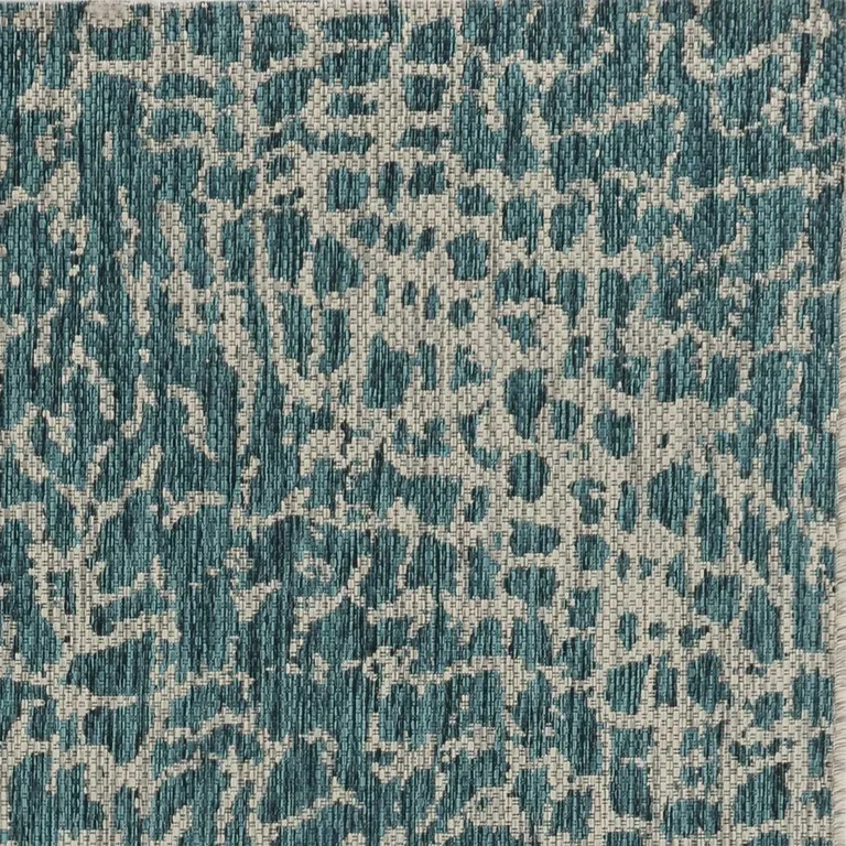 Teal Animal Print Outdoor Area Rug Photo 3