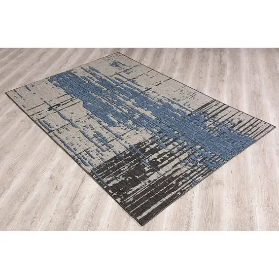 Teal Blue Abstract Textured Area Rug Photo 8