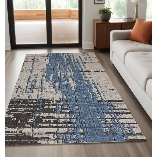 Blue and Gray Abstract Area Rug Photo 1