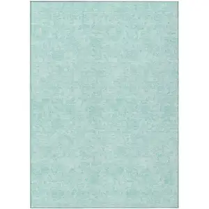 Photo of Teal Blue And Aqua Floral Washable Indoor Outdoor Area Rug