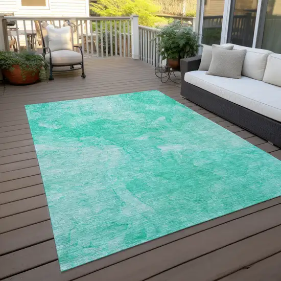 Teal Blue And Aqua Nautical Washable Indoor Outdoor Area Rug Photo 7