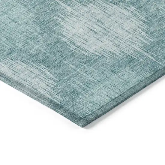 Teal Blue And Mint Green Ikat Washable Indoor Outdoor Area Rug Photo 5