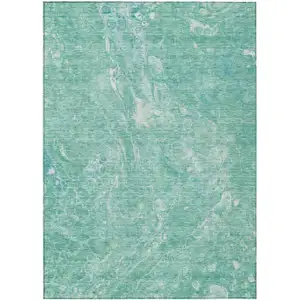 Photo of Teal Blue Aqua And Green Abstract Washable Indoor Outdoor Area Rug