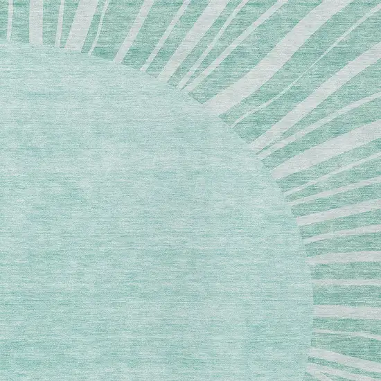 Teal Blue Aqua And Mint Green Abstract Washable Indoor Outdoor Area Rug Photo 6