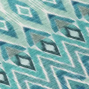 Photo of Teal Blue Aqua And Mint Green Southwestern Washable Indoor Outdoor Area Rug