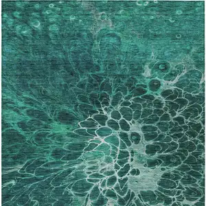 Photo of Teal Blue Aqua And Turquoise Abstract Washable Indoor Outdoor Area Rug