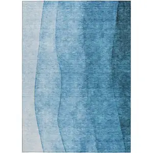 Photo of Teal Blue Aqua And Turquoise Ombre Washable Indoor Outdoor Area Rug