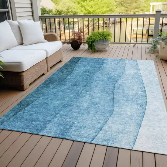 Teal Blue Aqua And Turquoise Ombre Washable Indoor Outdoor Area Rug Photo 8