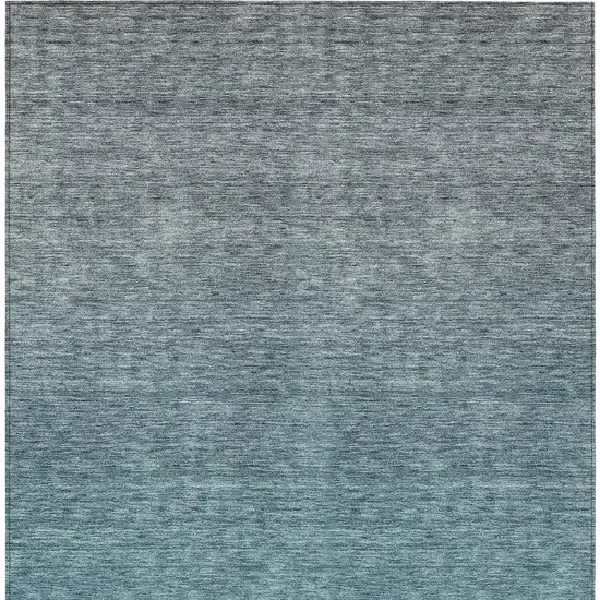 Teal Blue Gray And Charcoal Ombre Washable Indoor Outdoor Area Rug Photo 6