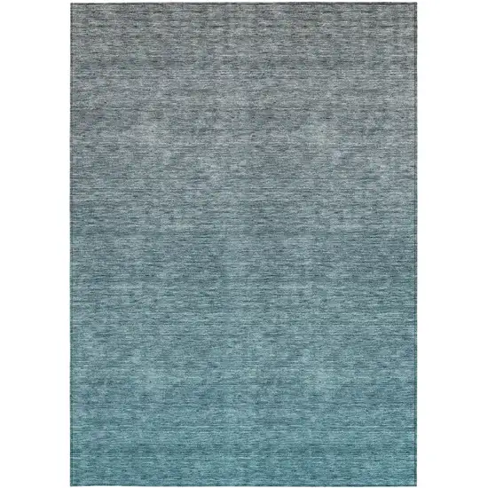 Teal Blue Gray And Charcoal Ombre Washable Indoor Outdoor Area Rug Photo 7