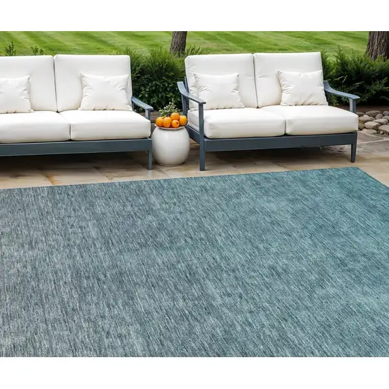 Teal Blue Gray And Charcoal Ombre Washable Indoor Outdoor Area Rug Photo 1