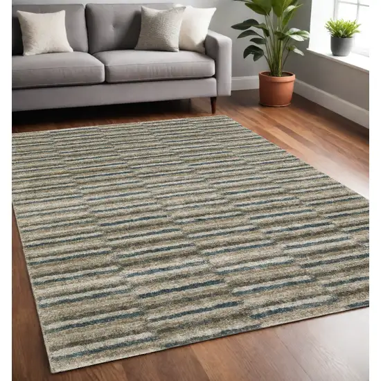 Teal Blue Geometric Power Loom Area Rug Photo 1