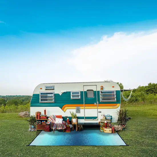 Teal Blue Indoor Outdoor Area Rug Photo 6