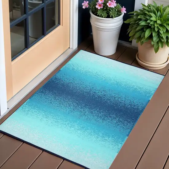 Teal Blue Indoor Outdoor Area Rug Photo 1