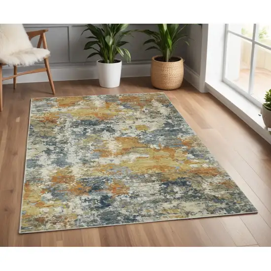 Teal Blue Abstract Non Skid Area Rug Photo 1