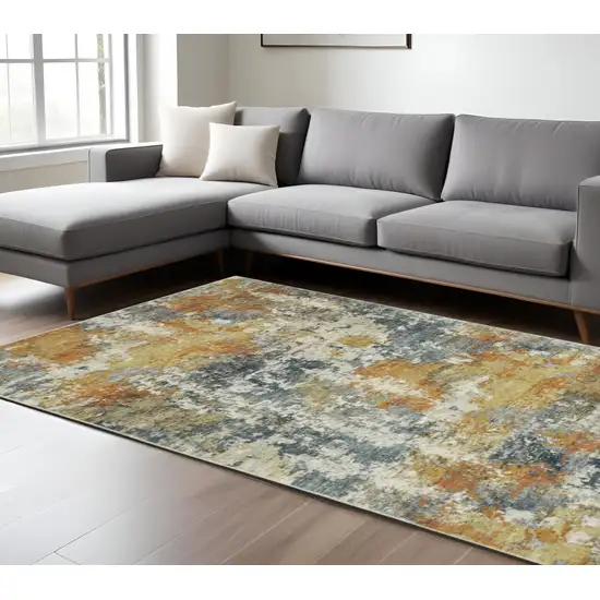 Teal Blue Abstract Non Skid Area Rug Photo 1