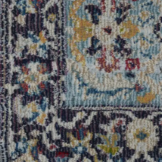 Teal Blue Orange and Black Floral Distressed Non Skid Area Rug Photo 5