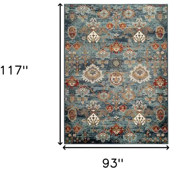 Teal Blue Oriental Power Loom Area Rug Photo 8